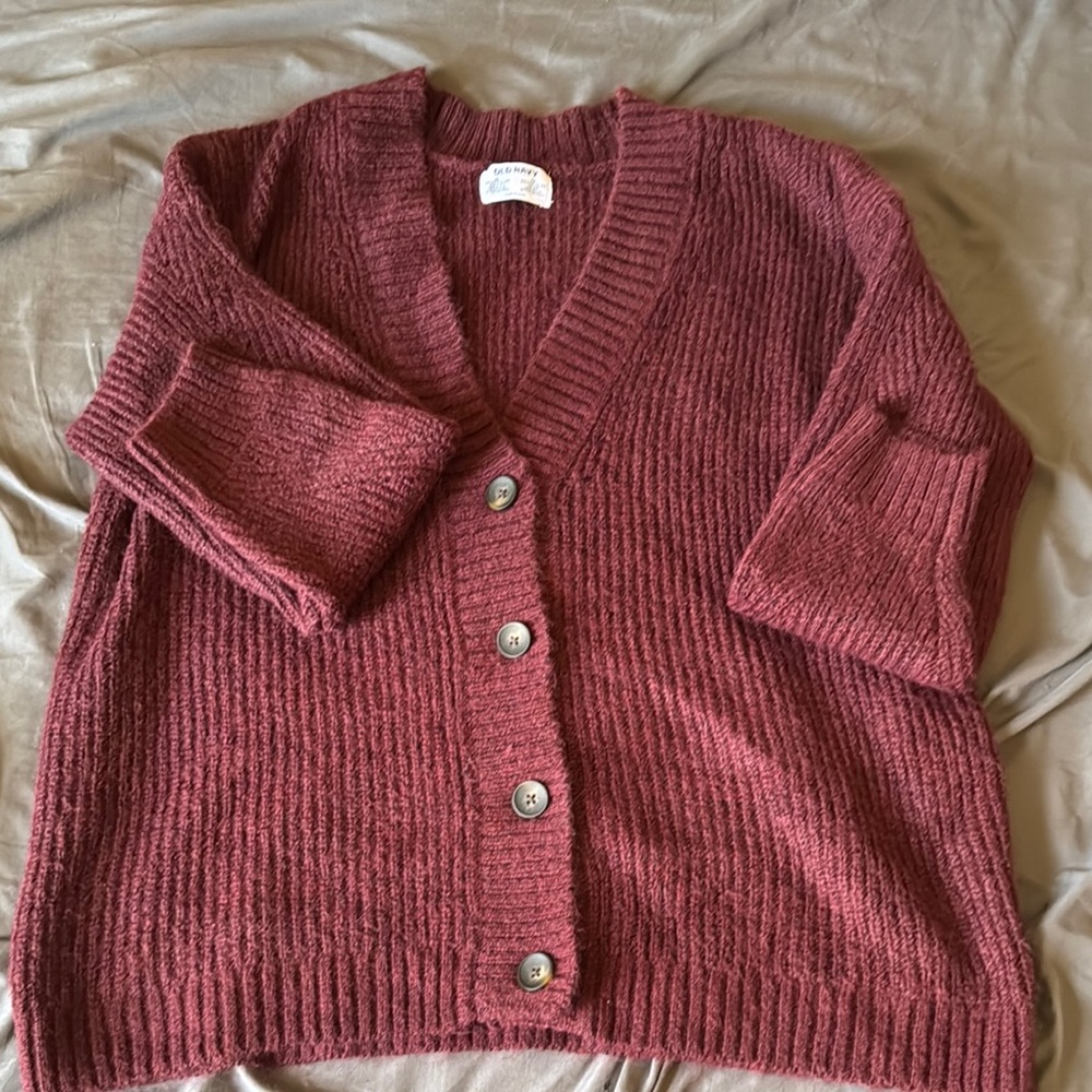 Women's Burgundy Cardigan Sweater